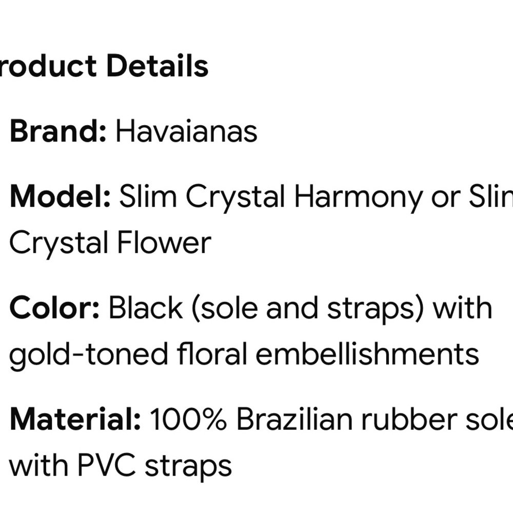 Havaianas Black and Gold Women's Flip Flops, crystal flower design - Picture 7 of 8